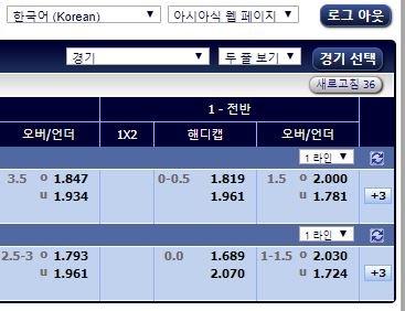 피나클 배당판 보기 설정